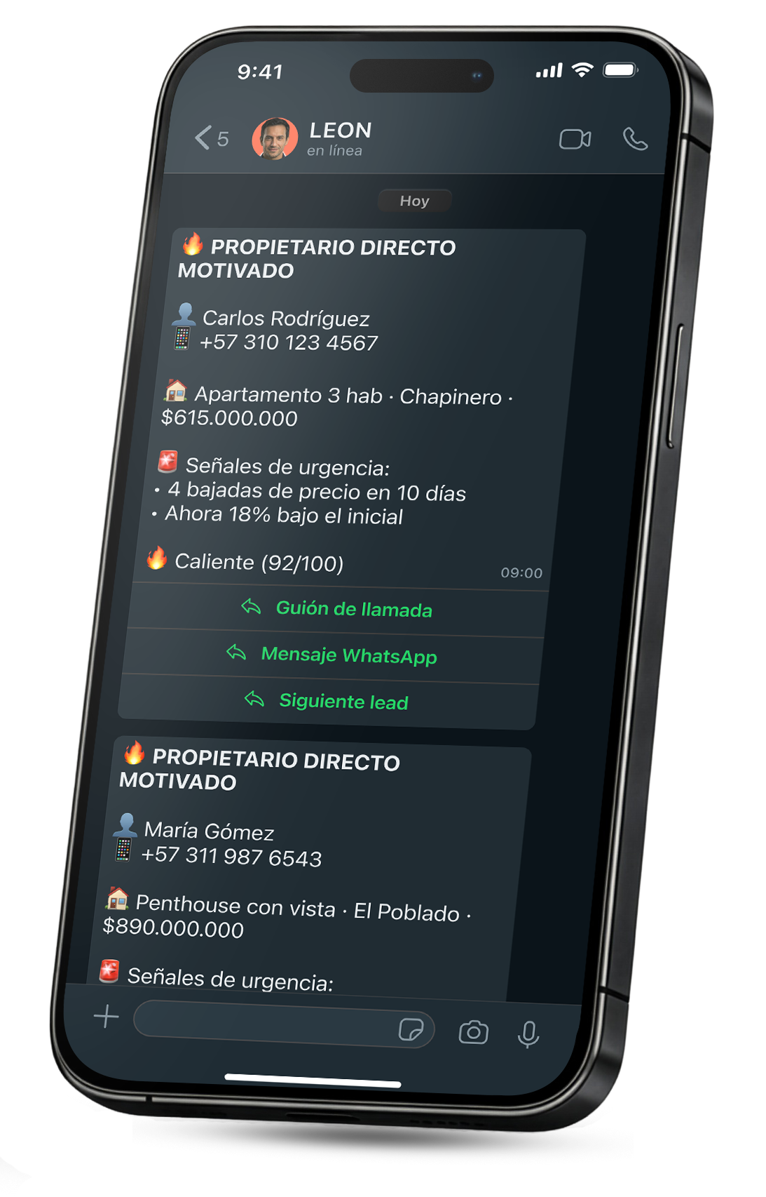 LEON entregando leads FSBO motivados con todos los detalles