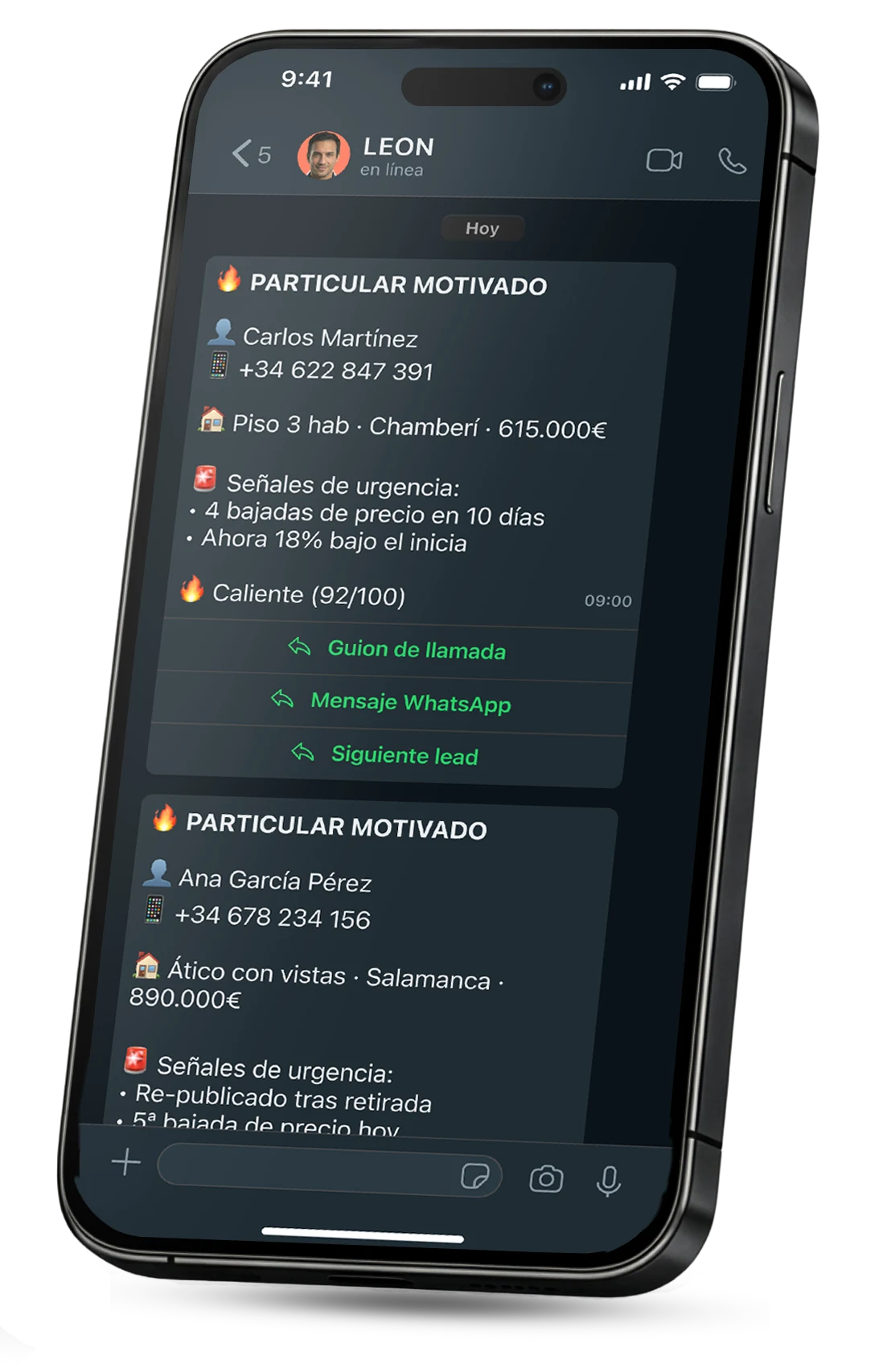 LEON entregando leads FSBO motivados con todos los detalles