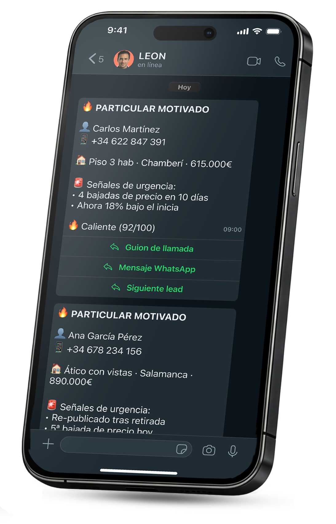 LEON entregando leads FSBO motivados con todos los detalles