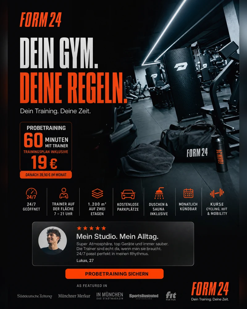 Dein Gym. Deine Regeln. Probetraining 60 Minuten mit Trainer, 19 € - Probetraining sichern
